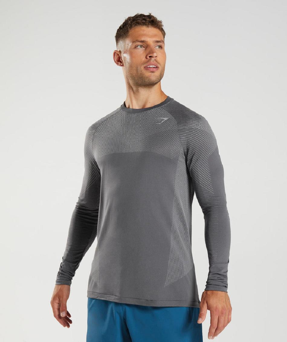 Long Sleeve Męskie Gymshark Apex Seamless Szare Szare | PL 3659UZG